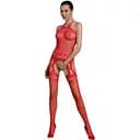 Бодистокинг Passion ECO BS006 с доступом халтер имитация подвязок S/M/L red