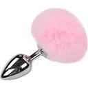 Металлическая анальная пробка Кроличий хвостик Alive Fluffy Plug L Pink диаметр 3.9 см