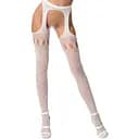 Еротичні колготки-бодістокінг Passion S024 white імітація спокусливих панчох і поясів S/M/L