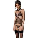 Корсет з відкритими грудьми Passion DOMINICA CORSet L/XL black пажі для панчіх стрінги