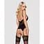 Сатиновий мереживний корсет Obsessive 810-COR-1 Babydoll & Thong L/XL, чорний, корсет, танга - мініатюра 6