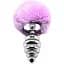 Металлическая анальная пробка Кроличий хвостик Alive Fluffy Twist Plug L Purple диаметр 3.8 см - миниатюра 1