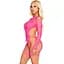 Бодістокінг Leg Avenue Fishnet Garter Harness and Teddy One Size Neon Pink - мініатюра 3