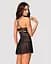 Еротичний мереживний комплект із сіточкою Obsessive 838-BAB-1 babydoll & thong black чорний пе S/M - мініатюра 2
