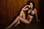 Комплект білизни Passion TASMINA Set L/XL black ліф високі трусики з корсетом ззаду - мініатюра 9
