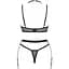 Комплект білизни Obsessive Selinne 3-pcs set M/L Black, бюстгальтер, стрінги пояс для панчіх - мініатюра 4