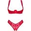 Комплект білизни Obsessive Lacelove cupless 2-pcs set XS/S Red, відкритий доступ, відкриті груди - мініатюра 3