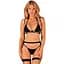 Комплект білизни Obsessive Selinne 3-pcs set XS/S Black, бюстгальтер, стрінги пояс для панчіх - мініатюра 1
