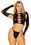 Комплект Leg Avenue Long sleeve crop top & string Black One Size - мініатюра 5