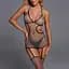Комплект жіночої білизни, сітка, підв'язки, панчохи, еротичний, чорний S/M/L - мініатюра 4