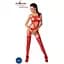 Бодістокінг Passion BS047 Red, комбінезон, імітація топа, панчох і пояса - мініатюра 2