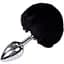 Металлическая анальная пробка Кроличий хвостик Alive Fluffy Plug M Black диаметр 3.4 см - миниатюра 1