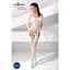 Бодістокінг Passion BS055 White, комбінезон, імітація панчіх і пояса, довгий рукав, закрите плече - мініатюра 2