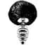 Металлическая анальная пробка Кроличий хвостик Alive Fluffy Twist Plug M Black диаметр 3.4 см - миниатюра 1