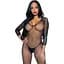 Бодістокінг Leg Avenue V Front Bodystocking One Size Black, дрібна сітка, доступ - мініатюра 1