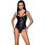 Боди из эко-кожи и кружева Passion Loona Body black L/XL - миниатюра 1