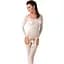 Бодістокінг Passion BS055 White, комбінезон, імітація панчіх і пояса, довгий рукав, закрите плече - мініатюра 1
