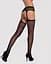 Сетчатые чулки-стокинги с цветочным рисунком Obsessive Garter stockings S207 черные имитация S/M/L - миниатюра 2