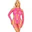 Бодістокінг Leg Avenue Fishnet Garter Harness and Teddy One Size Neon Pink - мініатюра 1