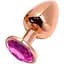 Металева анальна пробка Wooomy Tralalo Rose Gold Plug Magenta M діаметр 3.4 см довжина 8 см - мініатюра 1