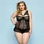 Сексуальний комплект білизни JSY Скромниця Брук Plus Size, Black, мереживо, корсет, стрінги - мініатюра 1