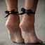 Жіночі браслети з бантиками на ноги SV Leather Ankle 2шт. XS-M Чорний - мініатюра 2