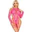 Бодістокінг Leg Avenue Fishnet Garter Harness and Teddy One Size Neon Pink - мініатюра 4