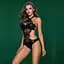 Боді JSY Естель One Size, Black, з тканини під шкіру та квіткового мережива - мініатюра 1