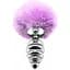 Металлическая анальная пробка Кроличий хвостик Alive Fluffy Twist Plug M Purple диаметр 3.4 см - миниатюра 1