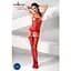 Бодістокінг Passion BS050 комбінезон імітація панчохи та пояси S/M/L red - мініатюра 2