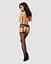 Сетчатые чулки-стокинги с узором на ягодицах Obsessive Garter stockings S232 черные имитация S/M/L - миниатюра 4