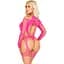 Бодістокінг Leg Avenue Fishnet Garter Harness and Teddy One Size Neon Pink - мініатюра 2