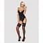 Сатиновий мереживний корсет Obsessive 810-COR-1 Babydoll & Thong L/XL, чорний, корсет, танга - мініатюра 3