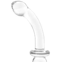 Двосторонній фалоімітатор G-Spot Glas Ribbed 20.3 см (прозорий) - мініатюра 14