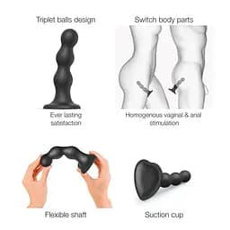 Насадка для страпону Strap-On-Me Dildo Plug Balls Black XXL - мініатюра 3
