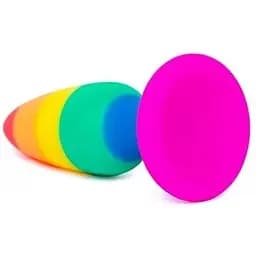 Силіконова анальна пробка Wooomy Hiperloo silicone Rainbow Plug M - мініатюра 2