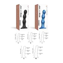 Насадка для страпону Strap-On-Me Dildo Plug Balls Blue Metallic XXL - мініатюра 4