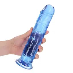 Фалоімітатор RealRock Crystal Clear 9'' 25 см (блакитний) - мініатюра 4