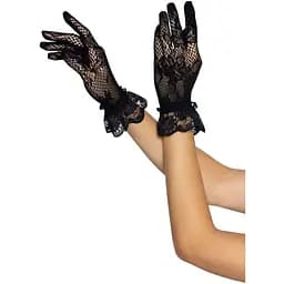 Рукавички Leg Avenue Floral lace wristlength gloves Black - мініатюра 3