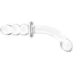 Двосторонній фалоімітатор G-Spot Glas Ribbed 20.3 см (прозорий) - мініатюра 15