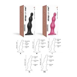 Насадка для страпону Strap-On-Me Dildo Plug Beads Black L - мініатюра 4