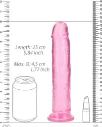 Фалоімітатор RealRock Crystal Clear 9'' 25 см (рожевий) - мініатюра 2