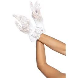 Рукавички Leg Avenue Floral lace wristlength gloves White - мініатюра 3