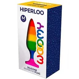 Силіконова анальна пробка Wooomy Hiperloo silicone Rainbow Plug M - мініатюра 3
