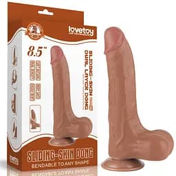 Фалоімітатор Lovetoy Sliding-Skin Dual Layer Dong 8.5'' 22 см (коричневий) - мініатюра 13
