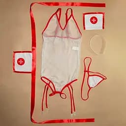 Костюм для рольових ігор Медсестри з відкритим доступом One Size (XS) сексуальна медсестра еротичний костюм - мініатюра 5
