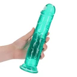 Фалоімітатор RealRock Crystal Clear 9'' 23 см (зелений) - мініатюра 8