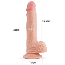 Реалістичний ділдо на присоску LoveToy Dual-Layered 22 см тілесний - мініатюра 3