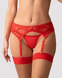 Пояс для панчох Obsessive Aliosa, L/XL (червоний - мініатюра 4