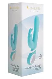 Вібратор-кролик Pleasures Naughty Rabbit 22.7 см бірюзовий - мініатюра 5